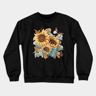 Butterflies Sunflower Crewneck Sweatshirt